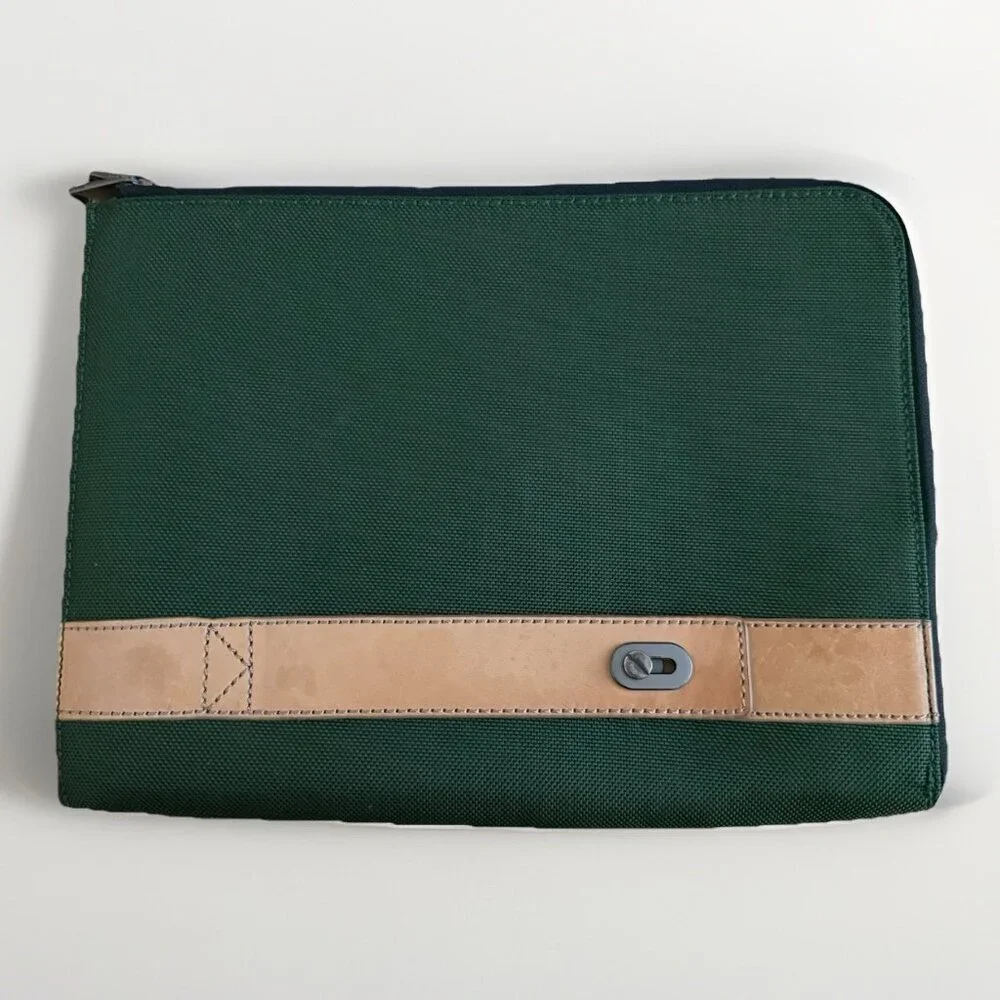 NWT Fossil Kent Zip Fabric/Leather Green Folio Fits Tablet Passport Documents
